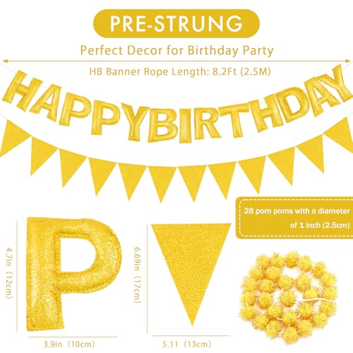 CANREVEL 3 PCS Pre-Strung 3D Happy Birthday Banner Decorations, Gold by CANREVEL - Used condition - Image 3
