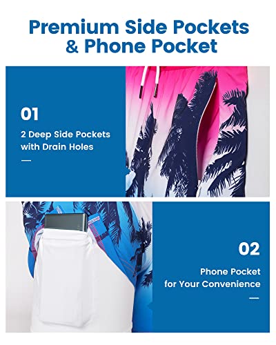 Image of maamgic 5inch Mens Swim Trunks with Compression Liner 2-in-1 Swimming Shorts Stretch Quick Dry with Zipper Pockets