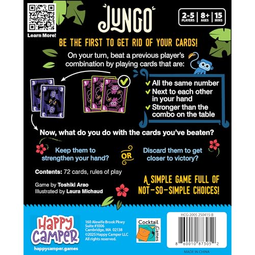 Image of Happy Camper - Jungo | A Simple Card Game of Not-so-Simple Choices | Perfect for Travel, Camping, Family Game Night | 2-5 Players | Ages 8+