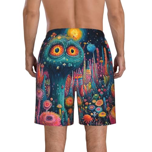 Mens Swim Trunks Board Shorts Quick Dry Shorts with Pockets - Psychedelic Trippy Art3