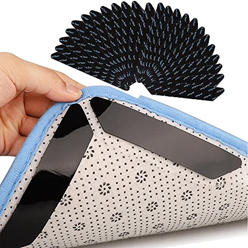 ENYACOS Teppichgreifer Antirutschmatte, 24 Stück Waschbar Antirutschmatte für Teppich, Anti Rutsch Teppichunterlage Doppelseitige Washable Wiederverwendbar Teppich Aufkleber Starke Klebrigkeit Cover