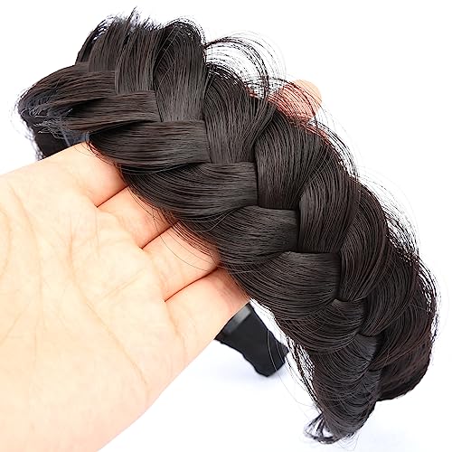 BOBIYA Wide Braided Headband with Teeth Braid Headbands With Teeth for Women Braided Hair Headbands with Tooth (Brunette Brown) - Image 3