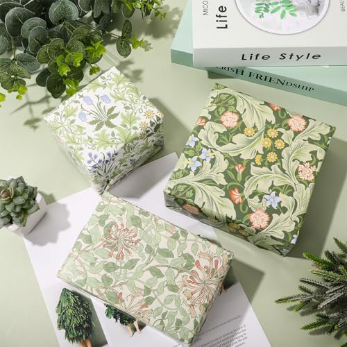 JarThenaAMCS 12 folhas de papel de embrulho floral William Morris - não rolo - papel de embrulho ver