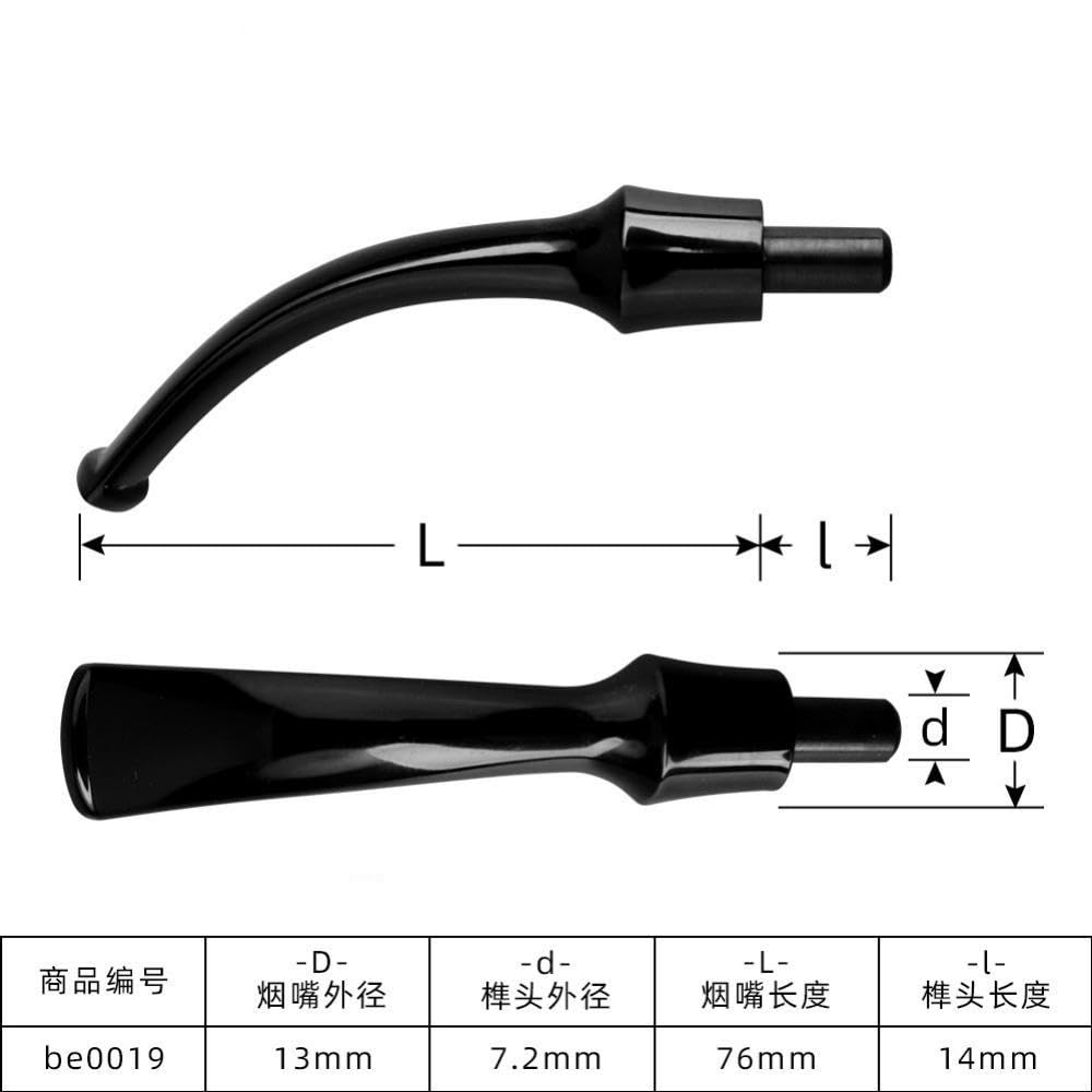 Bocchino Conico Piegato di Ricambio per Pipa da Tabacco Fai-da-Te, Adatto a filtri da 3 mm, Stelo in Acrilico Nero, Design a Sella Rotonda,7pcs