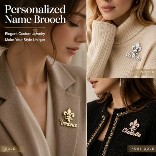 Image of Custom Name Lapel Pin Personalized Script Brooch for Women Men, Customizable Name Badge Elegant Cursive Letter Pin, Minimalist Jewelry Gift for Wedding Birthday Anniversary