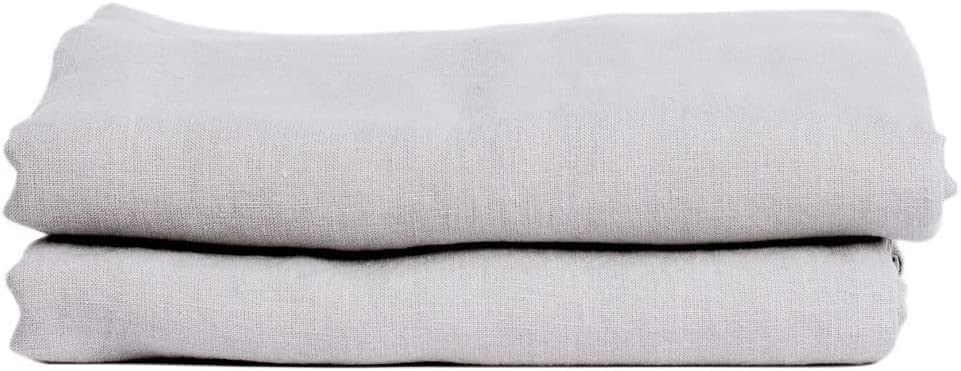 My Linen Home Drap Plat 100% Lin Lavé Gris Clair 140x250cm I Hypoallergénique, thermorégulation et respirabilité I Doux et Souple pour Les Peaux Les Plus...