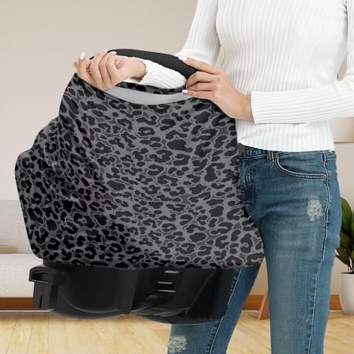 Image of Car Carseat Canopy for Puppy's Lover Multifunctional Daily Baby Nursing Cover Leopard Print Breastfeeding Cover Privacy Protector