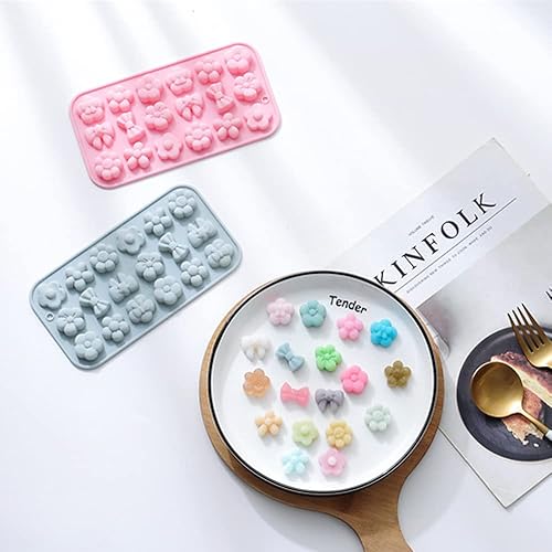 Miniatura 5 de Moldes de silicona para lazos de flores, 2 moldes de silicona para pastel de fondant de crisantemo, mini molde de flor para cupcake, chocolate,