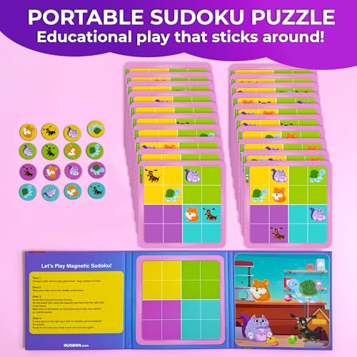 Image of QUOKKA Magnetic Sudoku Toddler Puzzles Ages 2-4 - 20 Pieces Puzzles for Kids Ages 4-6 - Games for Kids Ages 3-5 Sudoku Book with 3 Levels: Easy, Medium, Hard - Educational Portable Travel Game