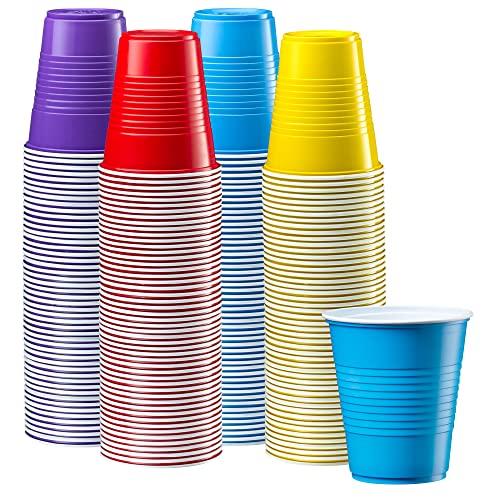 Vasos desechables de plástico para fiestas [240 unidades, 12 onzas] varios colores