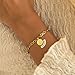 Made by Nami Personalized Infinity Link Bracelet for Women – Custom Engraved Coin Disc Charm, 18K Gold Plated Stainless Steel, Adjustable Bracelet, Personalized Gift for Her (Design 4)