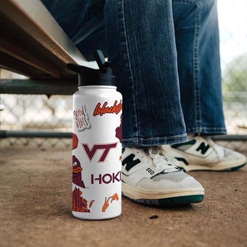 Image of Logo Brands NCAA Native 34 oz Quencher Water Bottle - | Local Icons Design | Double-Wall Insulated| Leak-Proof Lid & Built-In Straw