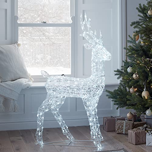 Lights4fun 120cm Swinsty LED Rentier Figur Acryl Weihnachtsfigur Rentier weiß Timer Weihnachtsbeleuchtung Außen und Innen Rentier… – Ansicht 5