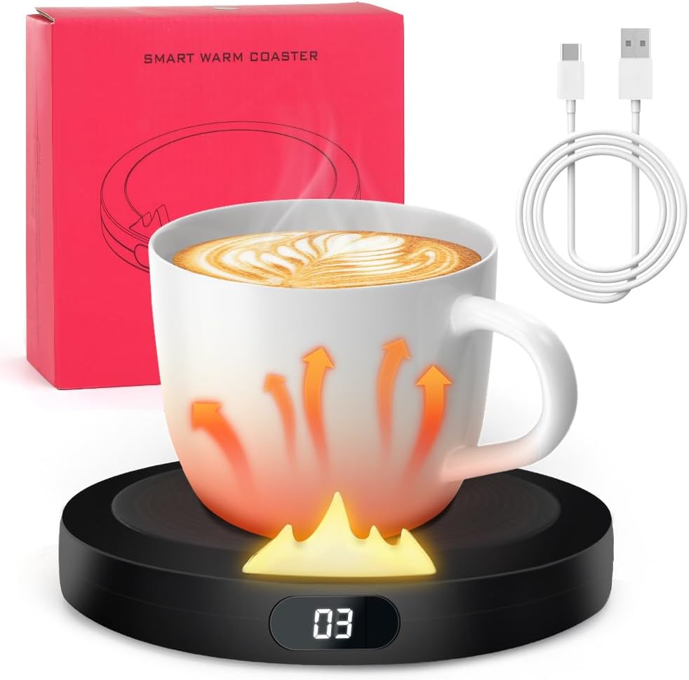 Eyein Coffee Mug Warmer - Smart USB Cup Warmer with 3 Temperature Settings, Temp Display & Auto Shut Off for Home Office Desk Gadgets, for Coffee, Beverage, Candle, Milk, Tea(No Cup), Black