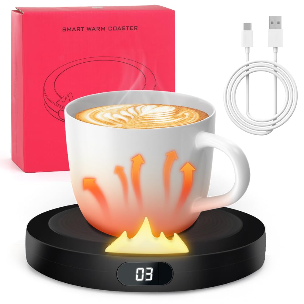 Eyein Coffee Mug Warmer - Smart USB Cup Warmer with 3 Temperature Settings, Temp Display & Auto Shut Off for Home Office Desk Gadgets, for Coffee, Beverage, Candle, Milk, Tea(No Cup), Black