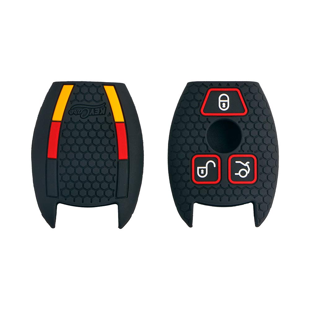 Keycare Silicone Key Cover Compatible for C E M S CLS CLK GLK GLC G Class 3 Button Smart Key (Black)