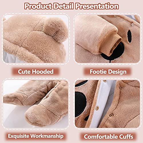 ALLAIBB Baby Newborn Snowsuit Winter Hooded Footie Fleece Jumpsuit for Infant Girls Boys3