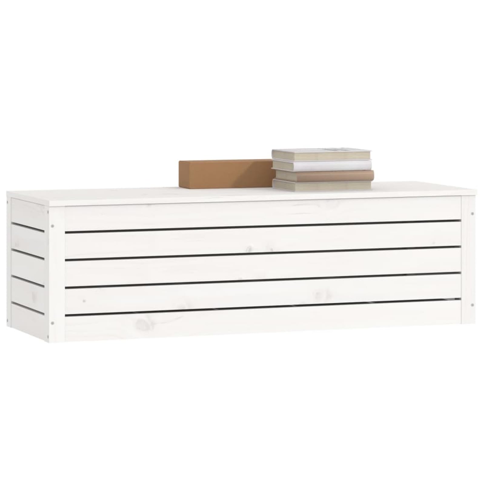 Tidyard Caja de Almacenaje, Baúl Exterior Grande, Arcón Jardín, Resina para Cojines, Muebles de Patio, Artículos de Jardinería, Pino Blanco 109x36,5x33 cm