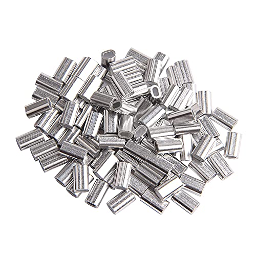 100 manguitos de engarce ovalados de aluminio for cables de acero: manguitos de engarce for aparejos, pesca y usos típicos de cables.(M1)