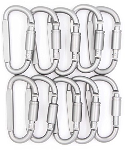 Large Carabiner Clip 3 Inch D-Ring Locking Carabiners - 10Pack Durable Aluminum Keychain Buckle, Strong & Light Spring Snap Screw Gate Hooks Quick Draw Links For Outdoor Camping Hiking Fishing (10pcs) - Thumbnail 2