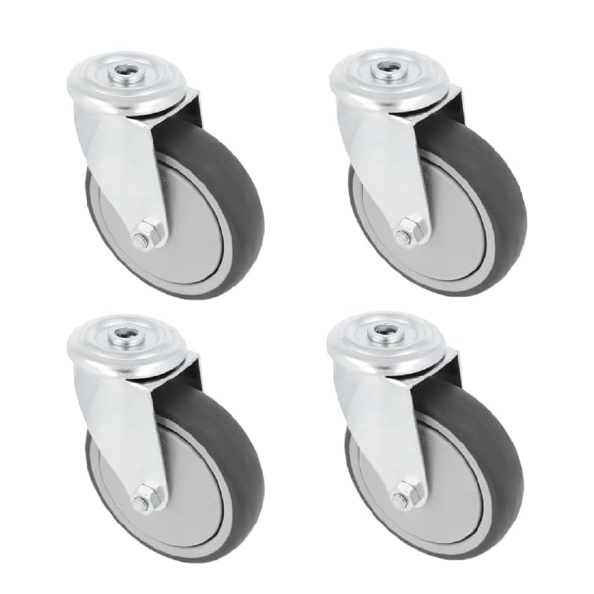 Amig- Pack de 4 Ruedas para Muebles - Con Agujero- Ø100 mm - Carga Máxima por rueda 110 kg- Pletina de Acero- Fabricada con Goma- Sin Freno- Ideales para Mover Equipos Industriales y Muebles Pesados