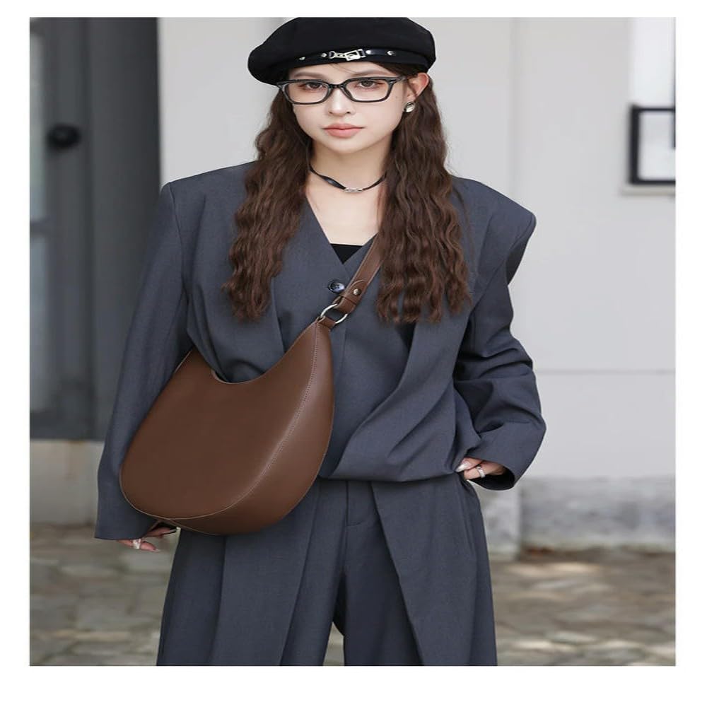 Bolsos de Hombro Tipo Media Luna de Cuero Genuino para Mujer, Bolsos Cruzados de diseñador de Tendencia, Bolsos de Mano para Mujer
