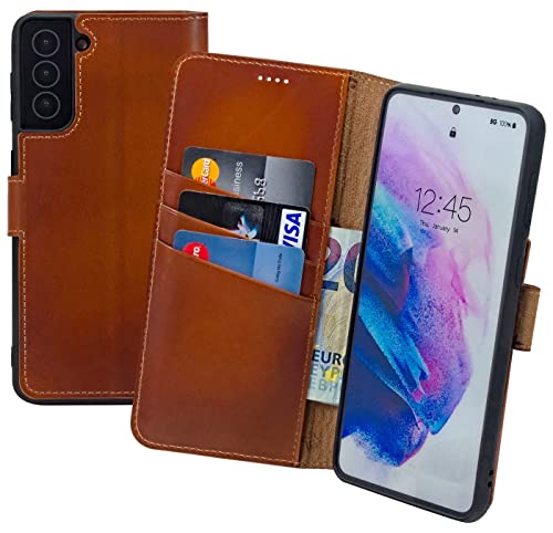 Étui en cuir véritable pour Honor 60 Pro Suncase, l'art du cognac brûlé