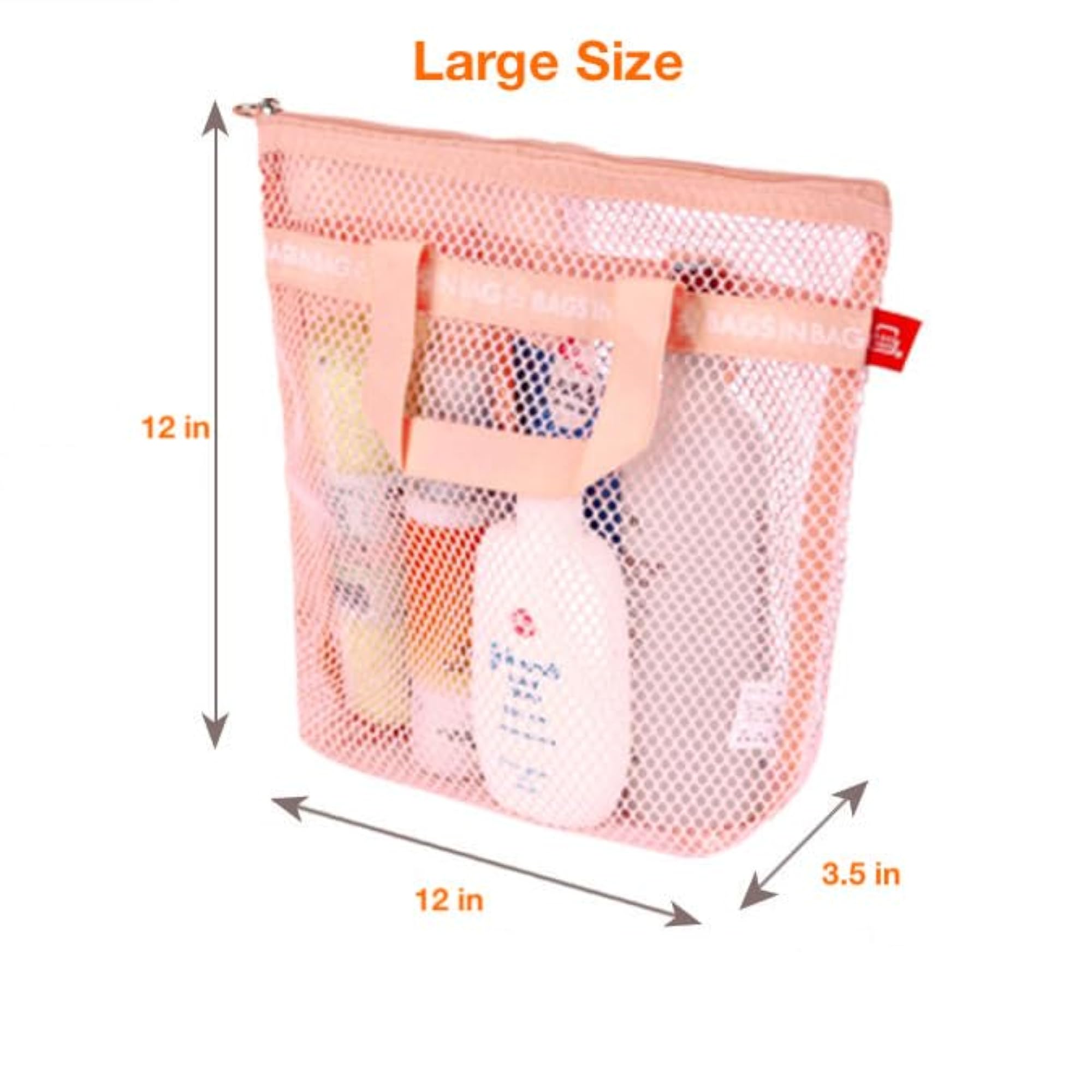 Mesh Travel Shower Caddy Tote, Small Pink Organizer