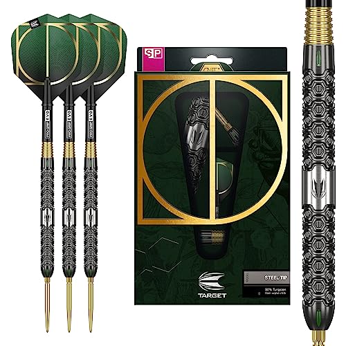 Target Darts Cult 03 90% Tungsten Swiss Point Steel Tip Darts Set, 22G, Black, Green and Gold