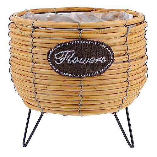 YARNOW 1 Pc Maceta de Mimbre Jardinera de Canasta Cesta de Mimbre para Plantas Cesta de Plantas de ratán Maceta de Algas Marinas Maceta Olla de Bonsai útil Planchar Khaki