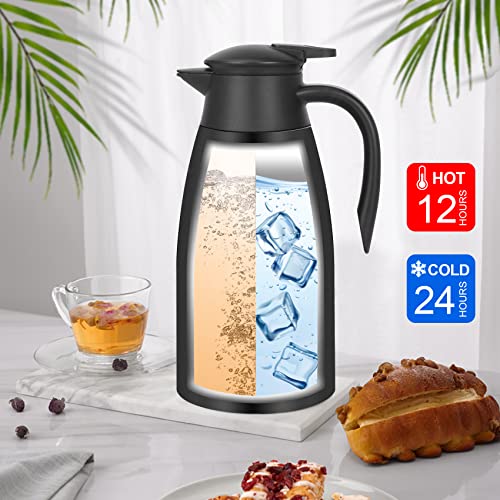 70Oz Thermal Coffee Carafe Insulated Coffee Thermos, Stainless Steel Insulated Vacuum Coffee Carafes For Keeping Hot, Double Walled Insulated Vacuum Flask, Tea Water Coffee Dispenser Airpot #TOP2