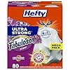 Hefty Ultra Strong 13 Gallon Trash Bags, Tall Kitchen Trash Bags 13 Gallon Size, Resist Leaks, Punctures, and Rips, Continuous Odor Control, White, Fabuloso Scent, 80 Bags