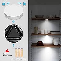 Vista 5 de Tap Light Push Lights, 7 Pack Battery Powered Wireless LED Night Lights, Bright Stick On Lights Cordless Puck Lights for Closet, Under Cabinet