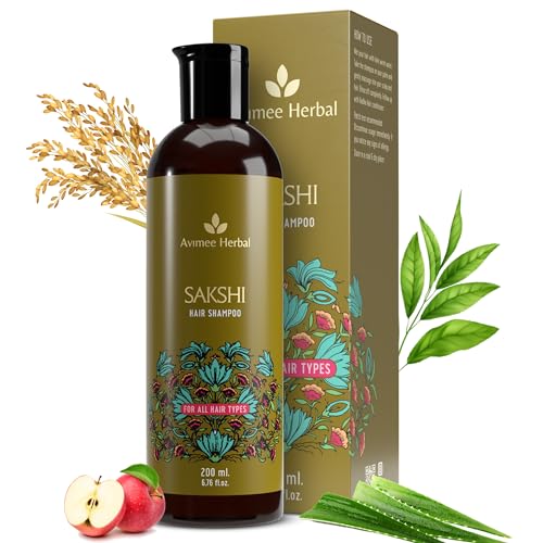 Avimee Herbal Sakshi Shampoo | Deep Cleaning Hair Shampoo | With Aloe Vera, Apple Cider Vinegar, Rice Protein & Tea Tree Oil | SLES Free | 200 mL