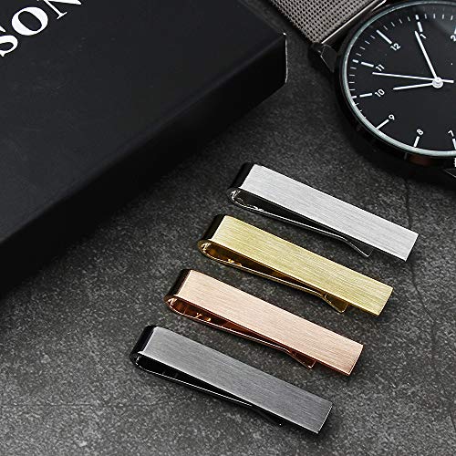 HAWSON 1.5 Inch Tie Clips for Men for Skinny Tie Bar 4Pcs Tie set for Wedding Anniversary Business and Daily Life-Best Gifts4