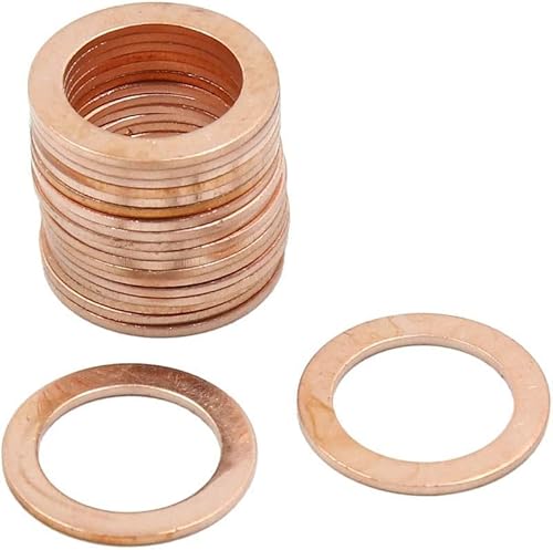 14 mm Inner Diameter Copper Washers Flat Car Sealing Gaskets Rings 20 pcs