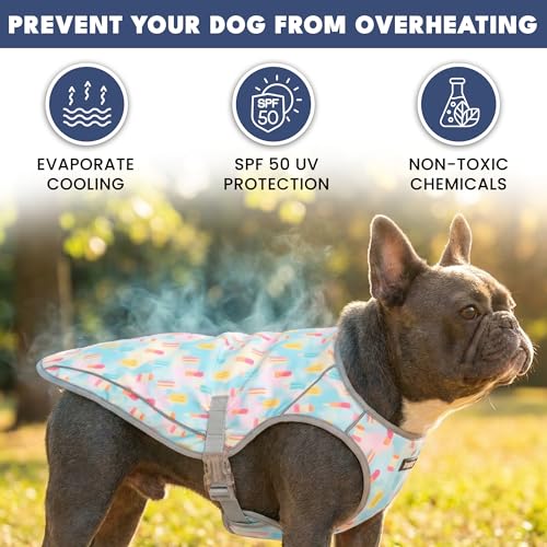 Image of Spark Paws Dog Cooling Vest - SPF 50 UV Sun Protection - Summer Heat Relief Gear for Dogs, Lightweight, Evaporative Cooling - Dog Anxiety Relief Vest During Hot Days - Popsicles - Size L