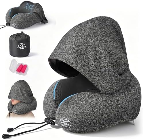 Travel Pillow with Extra Large Hood for Airplane Long Flights Pri...