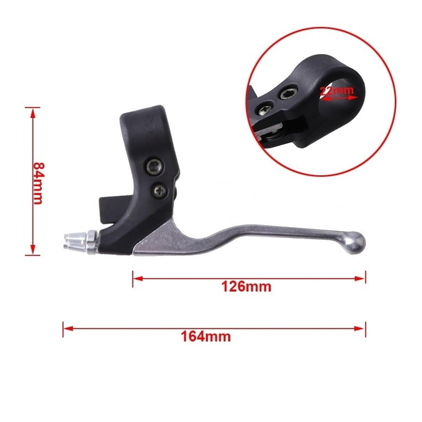 Palanca Freno Izquierdo/Derecho Motocicleta 7/8 '', 22mm para 47cc, 49cc, 2 Tiempos Bolsillo Moto Cross Ciclomotor Scooter Gas Mini Motocicleta Palancas Frenos