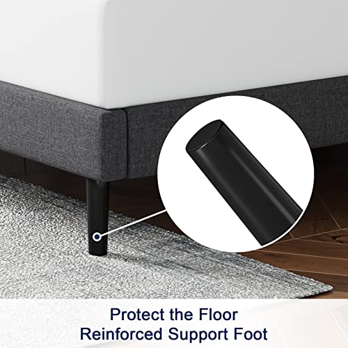 Molblly Twin Bed Frame With Tufted Headboard,Upholstered Platform Bed With Headboard And Strong Wooden Slats,No Box Spring Needed,Easy Assembly,Dark Gray #TOP3