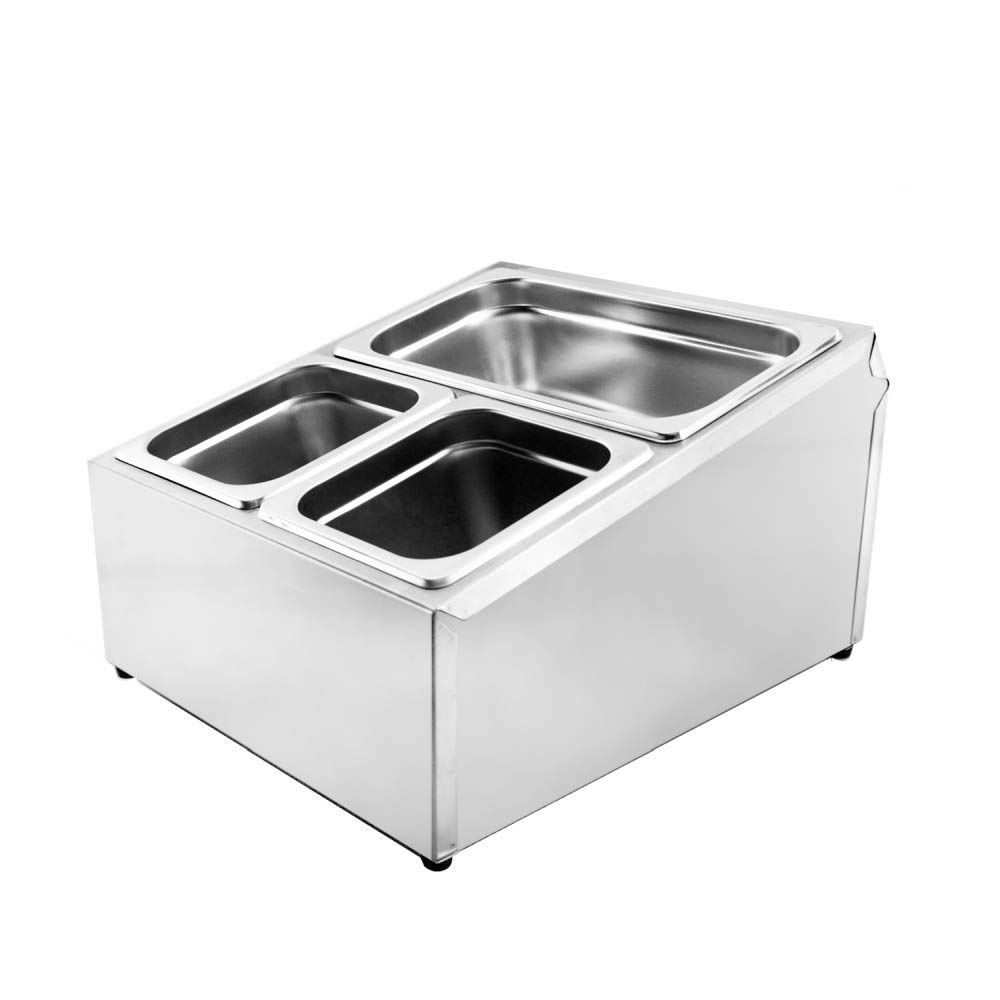 Thunder Group SLFC002, Stainless Steel Condiment Pack Holder with Two 1/3 Compartment Slots