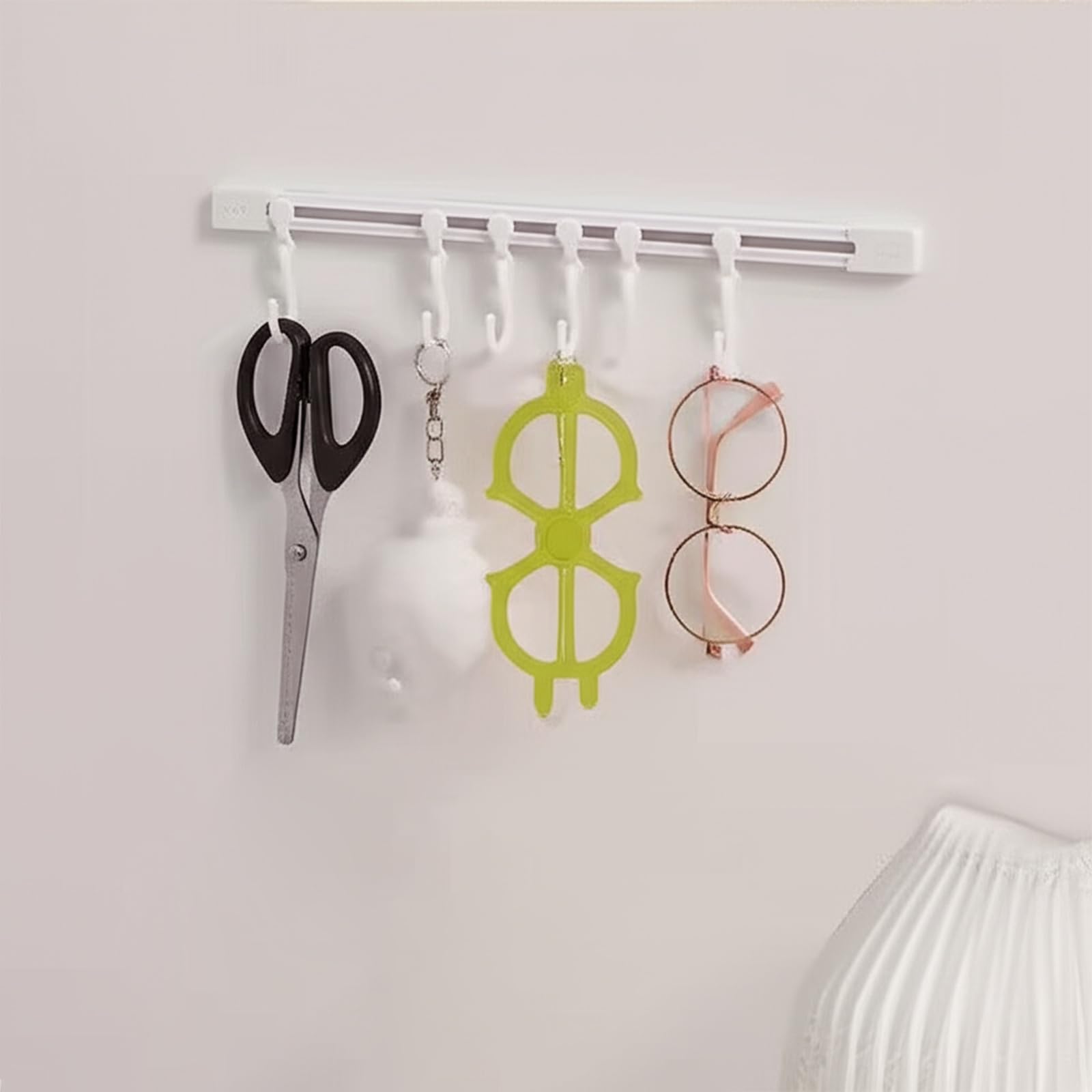 Adjustable Sliding Utility-Hooks – Wall-Mounted Strip Hook Rack, No-Drill Installation for Closet, Bathroom & Kitchen Use