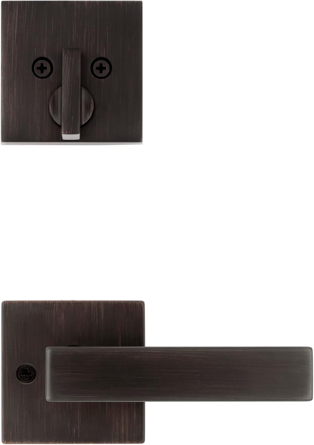 Kwikset 971SALSQT-11P Single Cylinder Interior Singapore Lever Trim with Square Rose Venetian Bronze Finish