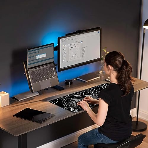 Giecy Alfombrilla de ratón XXL Gmaing, Mousepad Grande 800 x 300mm, Alfombrilla Escritorio con Base de Goma Antideslizante para Jugadores, PC(Líneas Negras y Blancas) - imagen 6