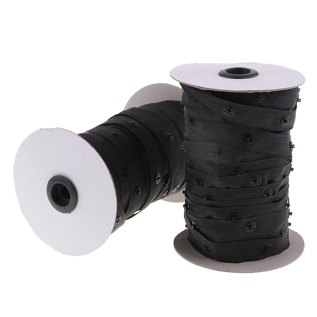 Juego de 3 rollos de cinta de plástico para fundas de edredón, cojines, tela, color negro