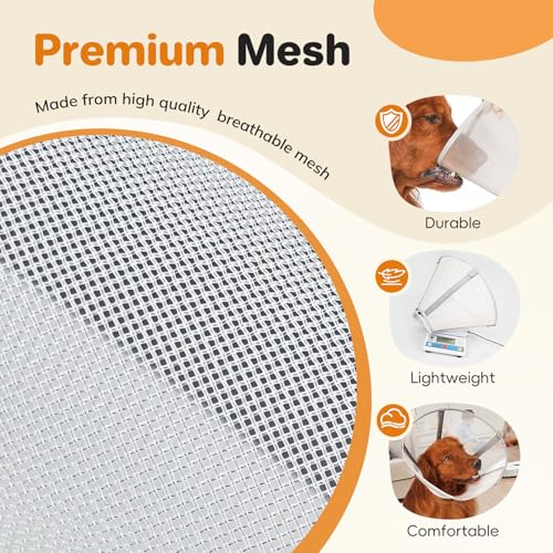Breathable Mesh Dog Cone Collar for Surgery, Soft Elizabethan Recovery Alternative to Stop Licking,Pet Neck Collar for Large Medium Small Breeds(Light Grey,5)