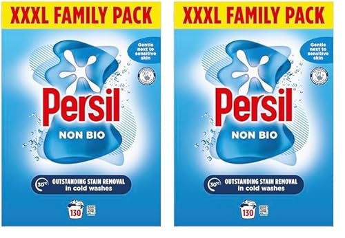 Persil Non Bio Washing Powder XXXL Family Pack gentle next to sensitive skin for outstanding stain removal in cold washes 130 washes (6.5 kg) (Pack of 2)