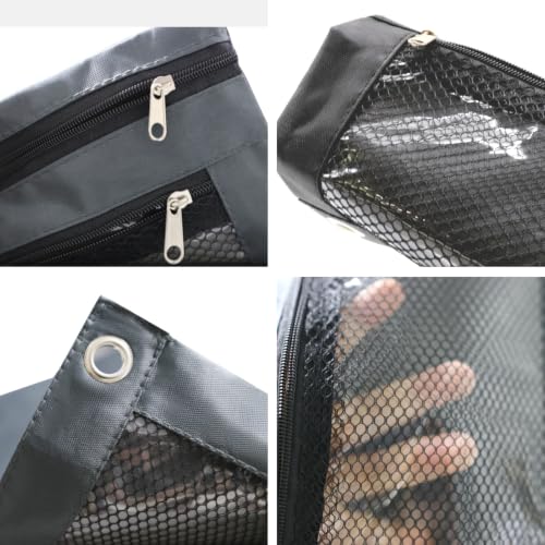 Image of Pencil Pouch for 3 Ring Binder, Heavy Duty Canvas Dual Zipper Pen Bag with Clear Window, Smooth Metal Zipper, Fit Standard 3-Ring Binders for School Office Travel Supplies (Dark Grey)