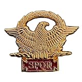 Roman SPQR Military Shield with Eagle Pin Badge with Eagle, Laurel Wreath, Enameled Red SPQR, Ancient Military Symbol of the Roman Empire, History Tie Tack