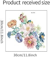 Vista 7 de Calcomanías de flores para tapa de asiento de inodoro, autoadhesivas, removibles, para la pared del baño, calcomanías para cubierta de tapa
